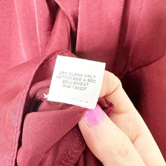 MISA Los Angeles Saskayi Off Shoulder Long Sleeve Tiered Ruffle Burgundy Blouse - Picture 7 of 11